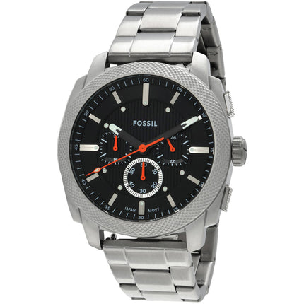 Fossil Men's Watch - Machine Quartz Chrono Black Dial Silver Tone Bracelet | FS6095 ,