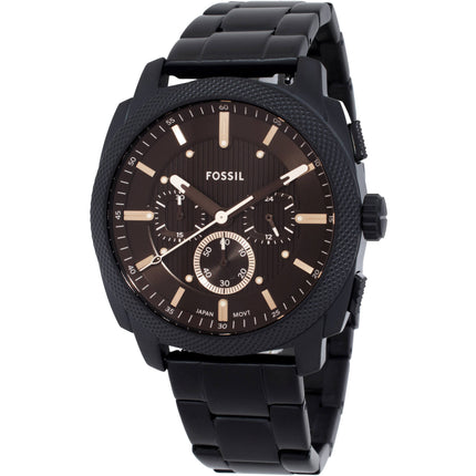 Fossil Men's Watch - Machine Quartz Chrono Brown Dial Black Steel Bracelet | FS6097 ,