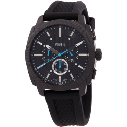 Fossil Men's Watch - Machine Quartz Chronograph Black Dial Silicone Strap | FS6099 ,