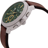 Fossil Men's Watch - Machine Quartz Chrono Green Dial Brown Leather Strap | FS6100 ,
