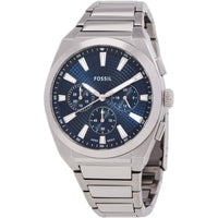Fossil Men's Watch - Everett Quartz Chrono Blue Dial Silver Tone Bracelet | FS6104 ,