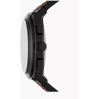 Fossil Men's Watch - Machine Quartz Chrono Black Case Brown Leather Strap | FS6108 ,