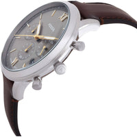 Fossil Men's Watch - Neutra Quartz Chronograph Grey Dial Brown Leather Strap | FS6129 ,