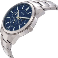 Fossil Men's Watch - Pearson Quartz Blue Dial Silver Tone Bracelet Day-Date | FS6134 ,