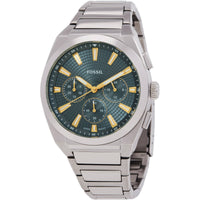 Fossil Men's Watch - Everett Quartz Chrono Blue Dial Silver Tone Bracelet | FS6154 ,