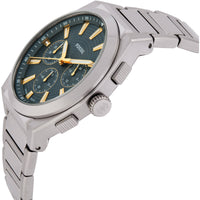 Fossil Men's Watch - Everett Quartz Chrono Blue Dial Silver Tone Bracelet | FS6154 ,