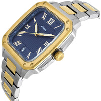 Fossil Men's Analog Watch - Crosby Quartz Blue Dial Two Tone Steel Bracelet | FS6161 ,