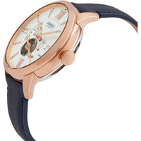 Fossil Men's Watch - Townsman Automatic Chrono White Dial Blue Leather Strap | ME3171 ,