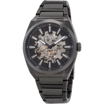 Fossil Men's Analog Watch - Everett Automatic Skeleton Grey Dial Bracelet | ME3206 ,