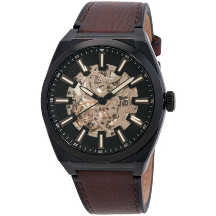 Fossil Men's Watch - Everett Automatic Black Skeleton Dial Leather Strap | ME3207 ,