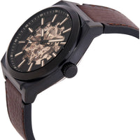 Fossil Men's Watch - Everett Automatic Black Skeleton Dial Leather Strap | ME3207 ,