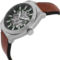 Fossil Men's Watch - Everett Automatic Green Skeleton Dial Leather Strap | ME3261 ,