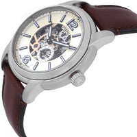 Fossil Men's Analog Watch - Heritage Automatic Cream Dial Brown Leather Strap | ME3264 ,