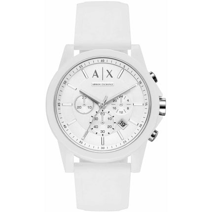 Armani Exchange Men's Watch - Outerbanks Chronograph White Silicone Strap | AX1325 ,