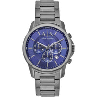 Armani Exchange Men's Watch - Banks Chronograph Blue Dial Gunmetal Bracelet | AX1731 ,