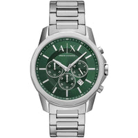 Armani Exchange Men's Watch - Chronograph Green Dial Silver Steel Bracelet | AX1771 ,