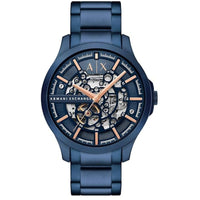 Armani Exchange Men's Watch - Hampton Blue and Silver Semi-Skeleton Dial | AX2457 ,