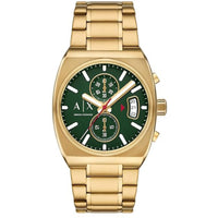 Armani Exchange Men's Watch - Oliver Chrono Green Dial Yellow Gold Bracelet | AX2822 ,
