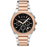 Armani Exchange Men's Watch - Rafael Chrono Black Dial Two Tone Bracelet | AX4181 ,