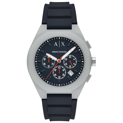Armani Exchange Men's Watch - Sync Chronograph Black Dial Silicone Strap | AX4190 ,