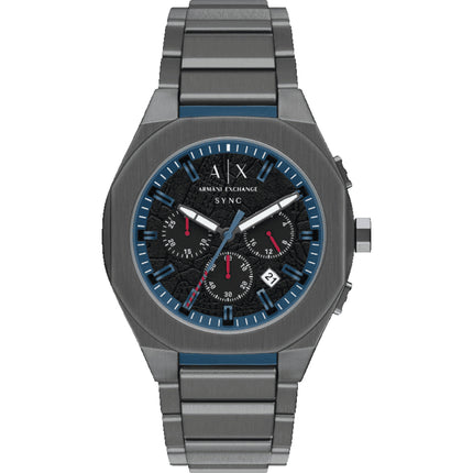 Armani Exchange Men's Watch - Sync Chronograph Black Dial Gunmetal Bracelet | AX4295 ,