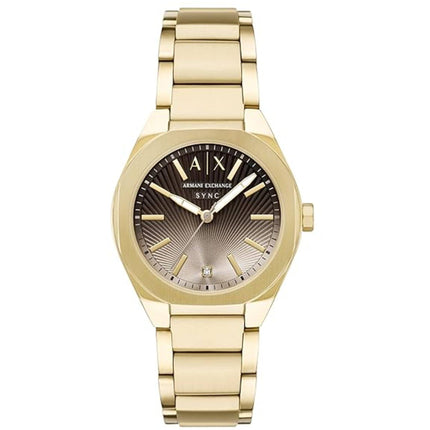 Armani Exchange Women's Watch - Sync Quartz Gold and Black Dial Bracelet | AX6031 ,
