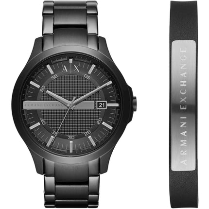 Armani Exchange Men's Watch Set - Hampton Black Stainless Steel Bracelet | AX7101 ,