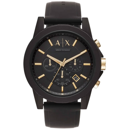 Armani Exchange Men's Watch - Outerbanks Chrono Black Dial Silicone Strap | AX7105 ,