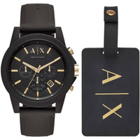 Armani Exchange Men's Watch - Outerbanks Chrono Black Dial Silicone Strap | AX7105 ,