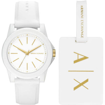 Armani Exchange Women's Watch - Lady Banks Quartz White Dial Silicone Strap | AX7126 ,