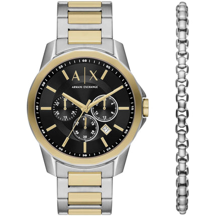 Armani Exchange Men's Watch Set - Banks Chrono Two Tone Steel Bracelet | AX7148SET ,
