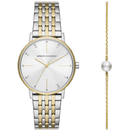 Armani Exchange Women's Watch Set - Lola Silver Dial Two Tone Bracelet | AX7156SET ,