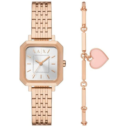 Armani Exchange Women's Watch Set - Leila Rose Gold Dial Steel Bracelet | AX7164SET ,