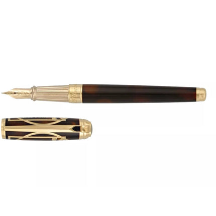 S.T. Dupont Fountain Pen - Line D Vitruvian Man Brown Lacquer, Medium Nib | 410038L ,