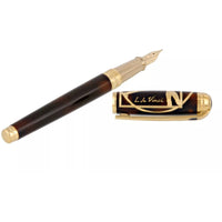 S.T. Dupont Fountain Pen - Line D Vitruvian Man Brown Lacquer, Medium Nib | 410038L ,