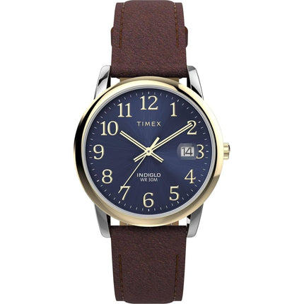 Timex Men's Watch - Easy Reader Quartz Blue Dial Brown Leather Strap | TW2W54500JT ,
