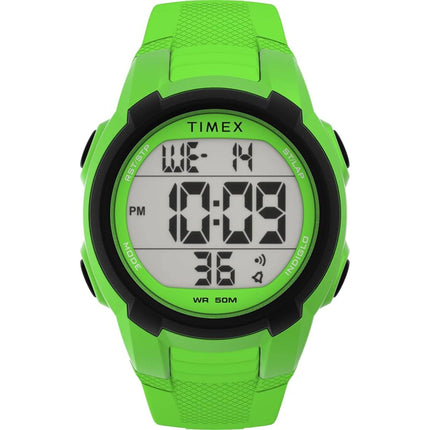 Timex Unisex Watch - Ironman T100 Grey Digital Dial Green Resin Strap | TW5M628009J ,