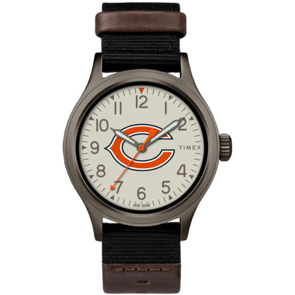 Timex Men's Watch - Clutch Chicago Bears Grey Dial Black Fabric Strap | TWZFBEAMBYZ ,