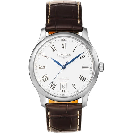 Longines Men's Watch - Master Automatic White Dial Brown Strap Date | L2.628.4.11.3 ,