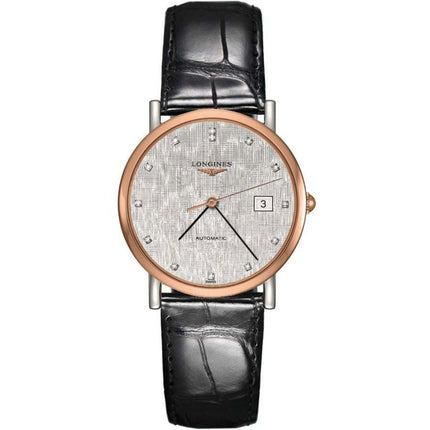 Longines Women's Watch - Elegant Automatic Silver Dial Black Strap | L4.809.5.77.0 ,