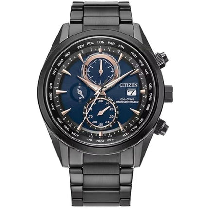 Citizen Men's Watch - Sport Luxury Eco-Drive Blue Dial Black Bracelet | AT8265-57L ,