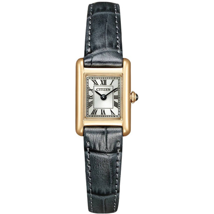 Citizen Women's Watch - Eco-Drive Silver Tone Dial Black Leather Strap | EG2799-18W ,