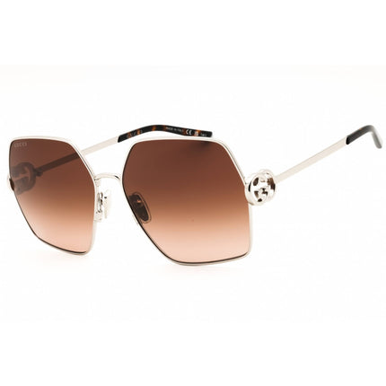 Gucci Women's Sunglasses - Silver Metal Full Rim Oversized Shape Frame | GG2163S 003 ,