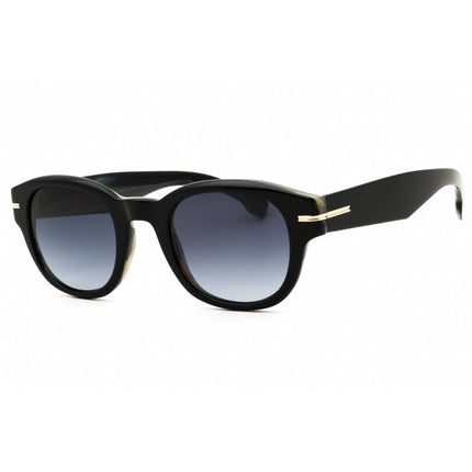 Hugo Boss Men's Sunglasses - Black Striped White Round Full Rim Frame | 1717/S 0QF6 1I ,
