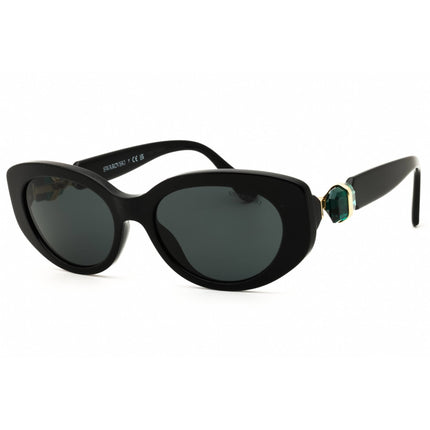 Swarovski Women's Sunglasses - Shiny Black Acetate Oval Full Rim Frame | SK6002 100187 ,