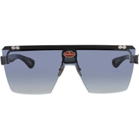 Bugatti Men's Sunglasses - Black/Sterling Silver Acetate Shield Rimless Frame | 01A SS ,