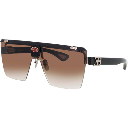 Bugatti Men's Sunglasses - Black/Gold Acetate Shield Shape Rimless Frame | 01A WG-BG ,