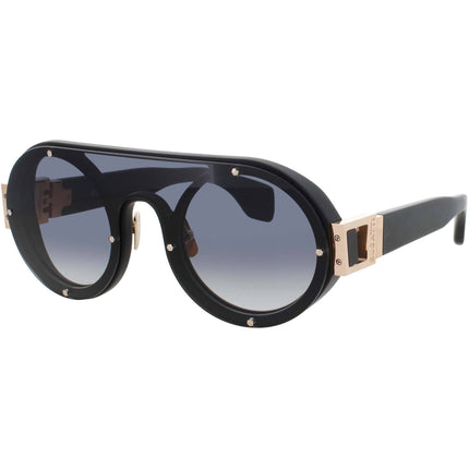 Bugatti Unisex Sunglasses - Matte Black Acetate Shield Shape Full Rim Frame | 47 MBK ,