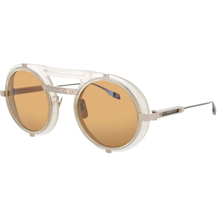Bugatti Unisex Sunglasses - Bone/Gold Acetate/Metal Round Full Rim Frame | 52 BNE/WG ,