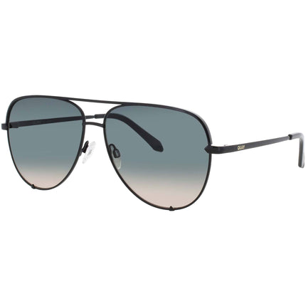Quay Unisex Sunglasses - Black Metal Aviator Frame | HIGH KEY EXTRA LARGE BLK/PLMTPE ,